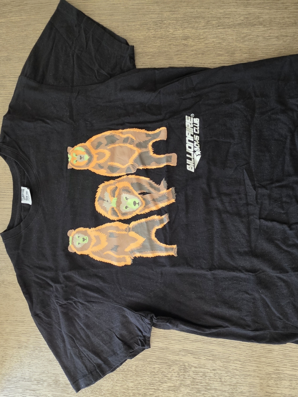Billionaire Boys Club Black Tee with Orange & Green Bear Graphic